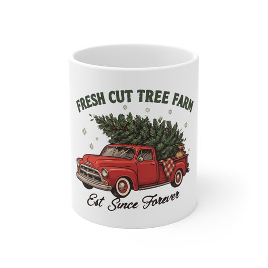 Fresh Cut Tree Farm Red Truck Mug