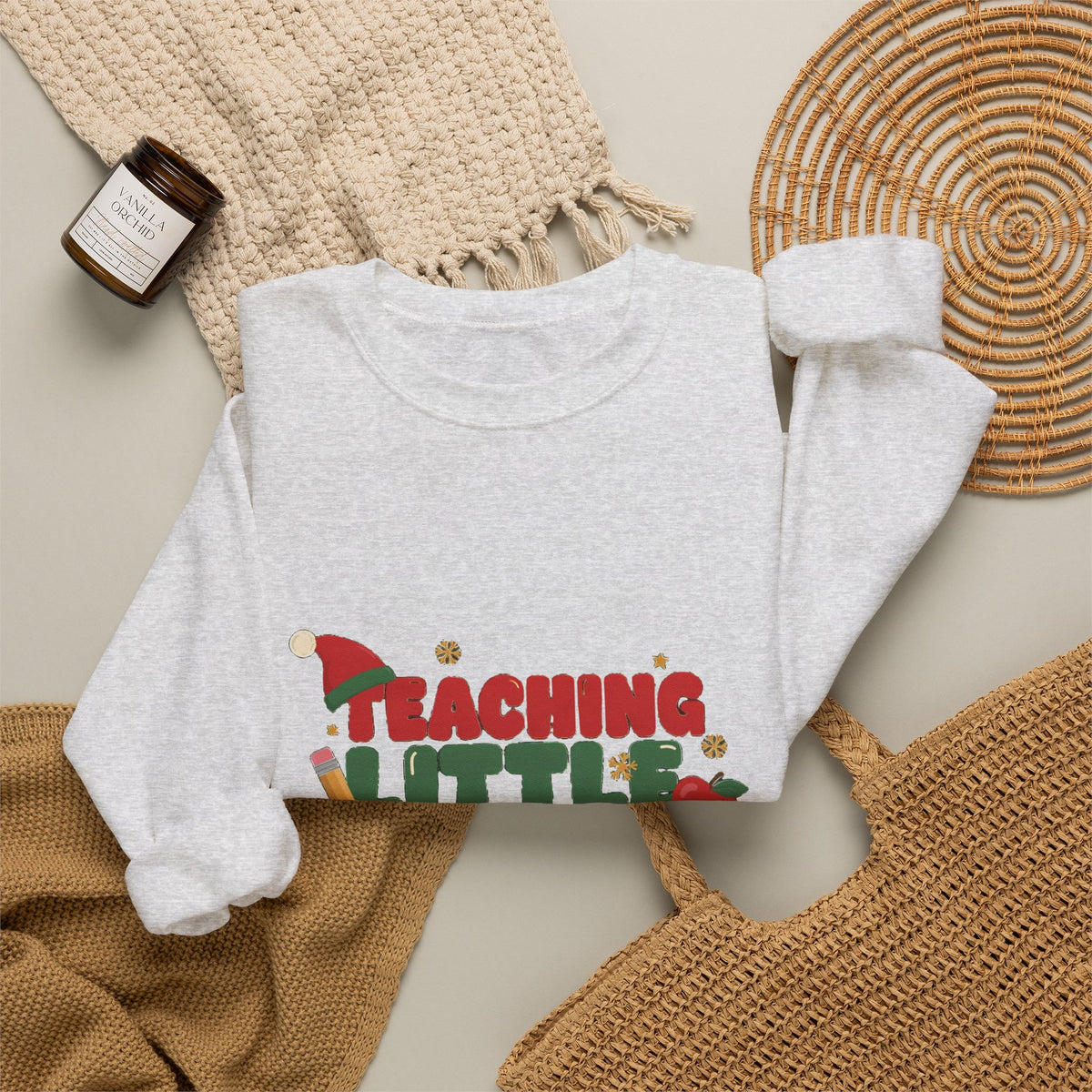 Teaching Little Elves Sweatshirt, Teacher Christmas Crewneck, Cozy Holiday Teacher Sweater