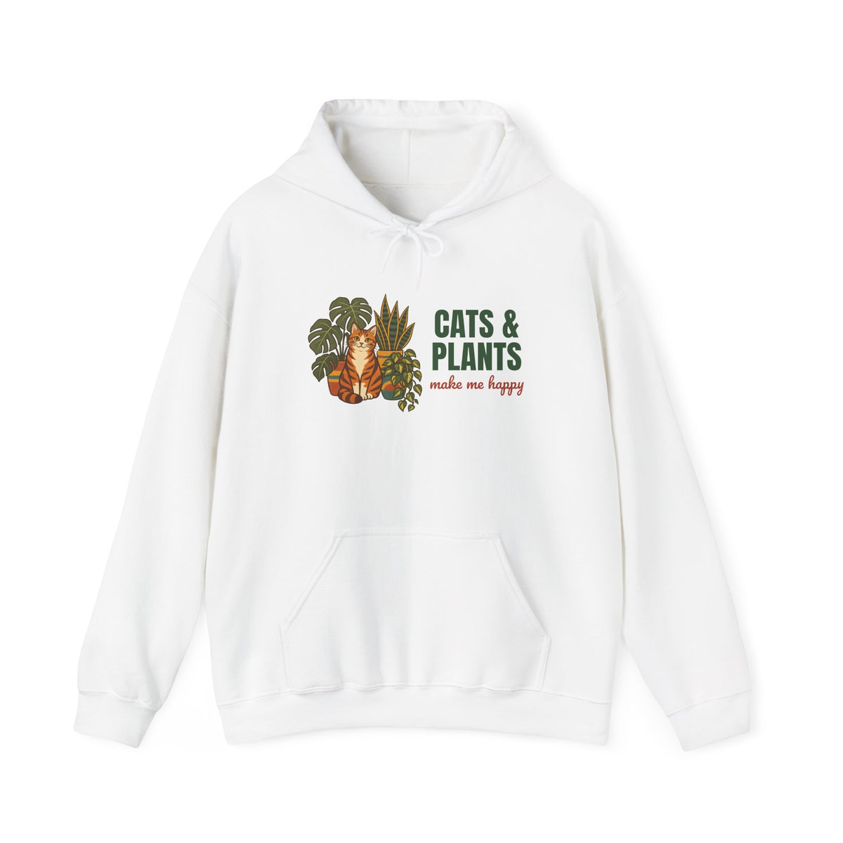 Cats and Plants Make Me Happy Hoodie, Vintage Cats and Plants Hoodie