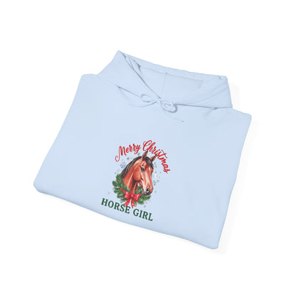Merry Christmas Horse Girl Hoodie, Horse Lover Christmas Hooded Sweatshirt