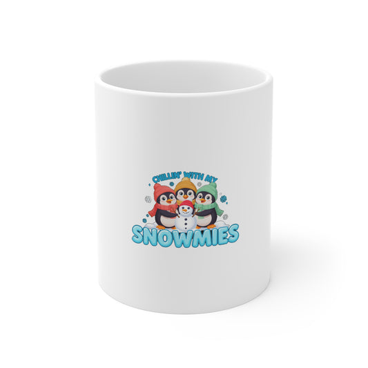 Chillin With My Snowmies Mug, Penguin Winter Coffee Mug 11oz