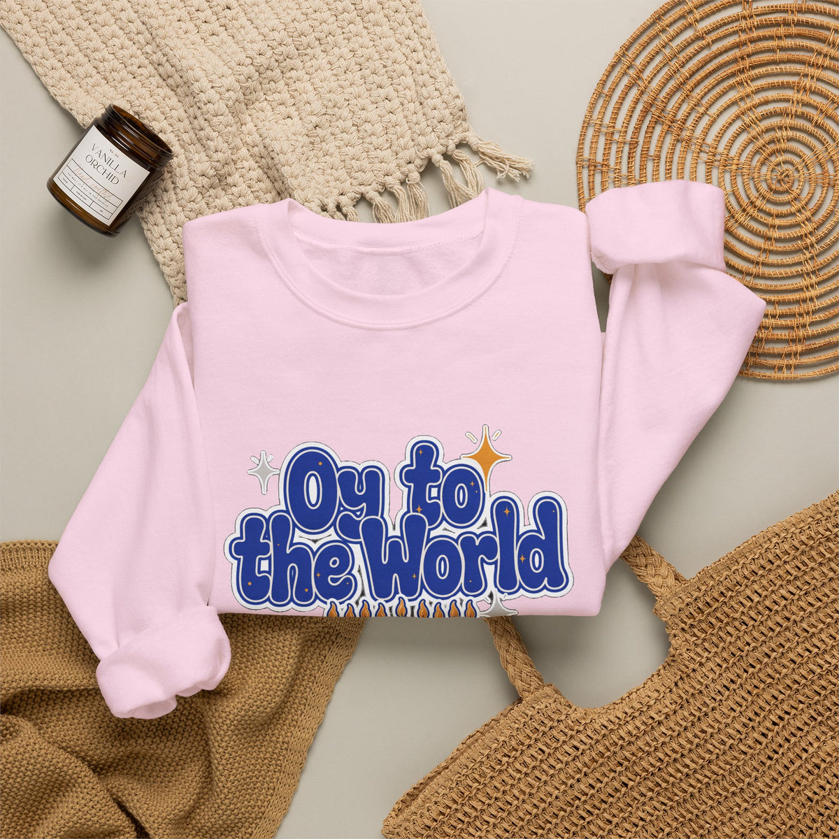 Oy to the World Sweatshirt, Retro Hanukkah Crewneck, Chanukah Gift
