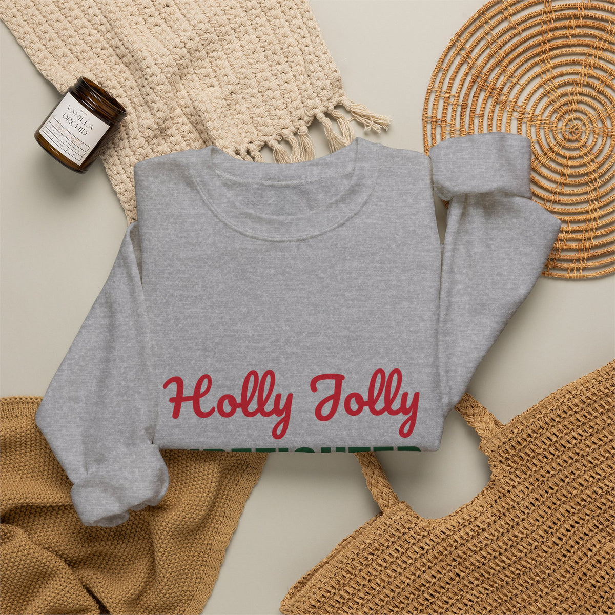Holly Jolly Firefighter Sweatshirt, Firefighter Christmas Crewneck, Firefighter Gift
