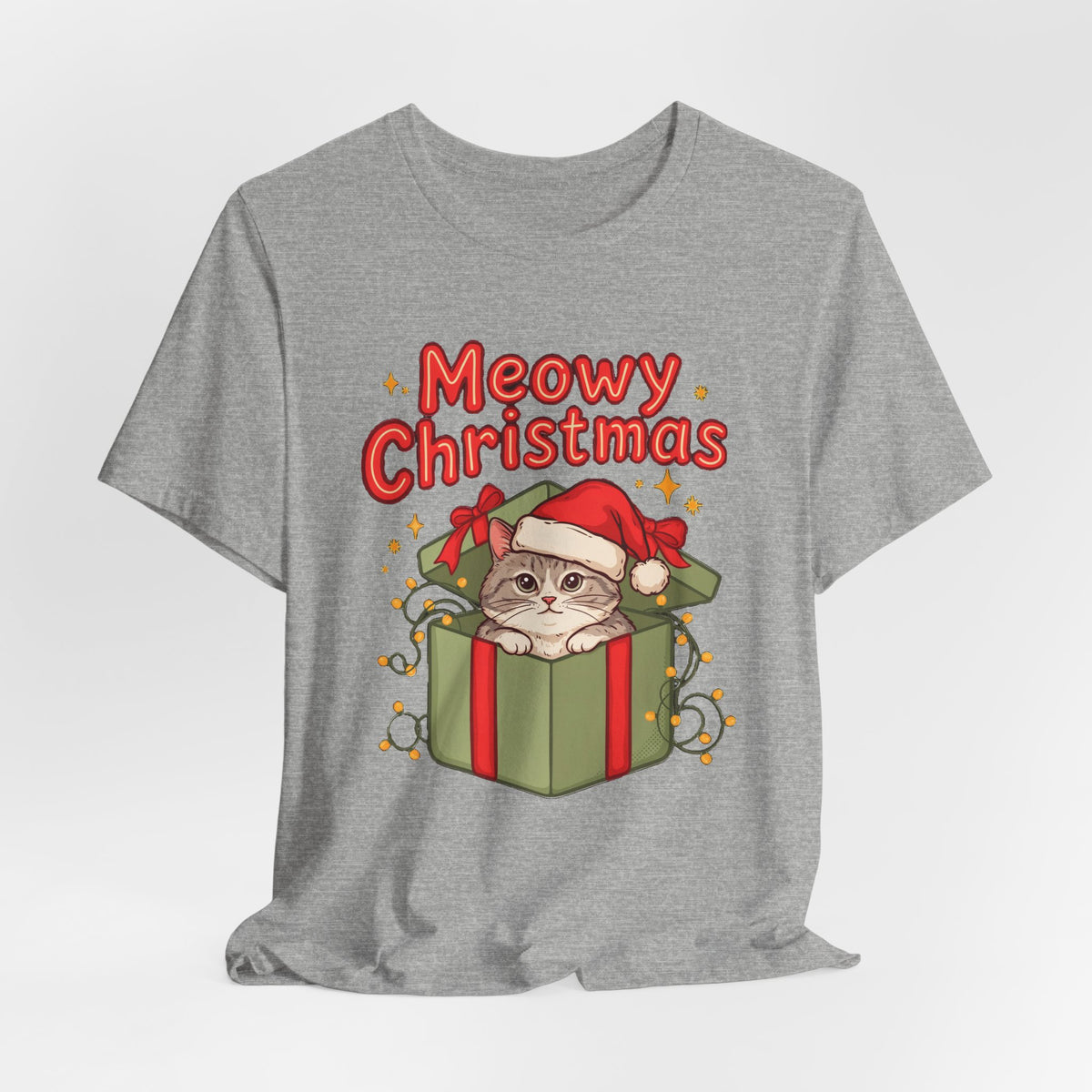 Meowy Christmas Shirt, Funny Cat Christmas T-Shirt, Gift for Cat Lovers