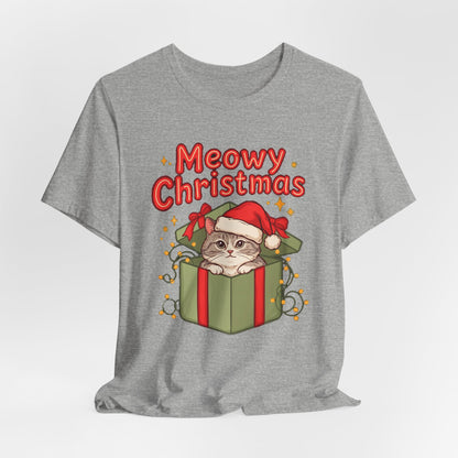 Meowy Christmas Shirt, Funny Cat Christmas T-Shirt, Gift for Cat Lovers