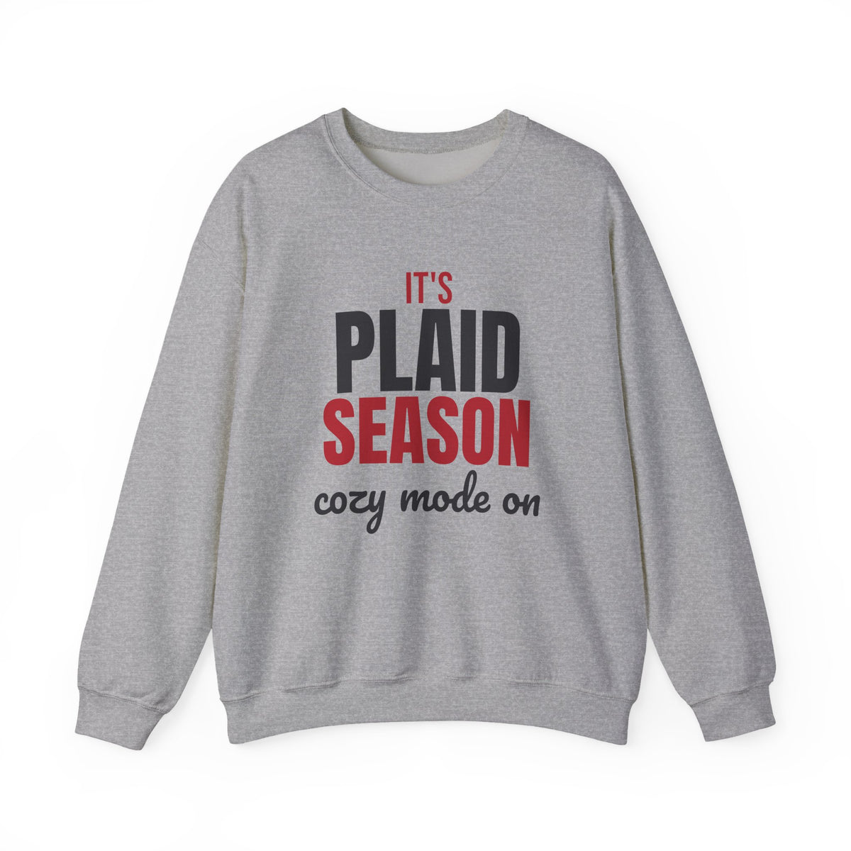 It's Plaid Season Cozy Mode On Sweatshirt, Plaid Season Crewneck Sweatshirt