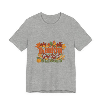 Thankful Grateful Blessed Shirt, Fall Thanksgiving T-Shirt, Autumn Leaves Tee