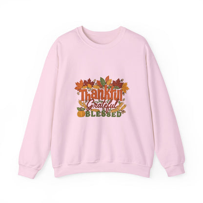 Thankful Grateful Blessed Sweatshirt, Cozy Fall Thanksgiving Crewneck, Autumn Sweater