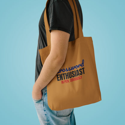 Crossword Enthusiast In Pen Obviously Tote Bag, Crossword Enthusiast Canvas Tote Bag