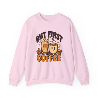 But First Coffee Sweatshirt, Retro Coffee Lover Crewneck