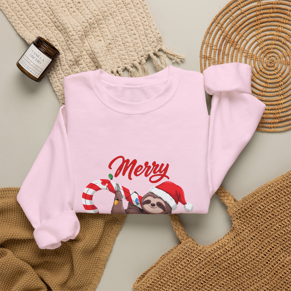 Merry Slothmas Sweatshirt, Funny Sloth Christmas Crewneck