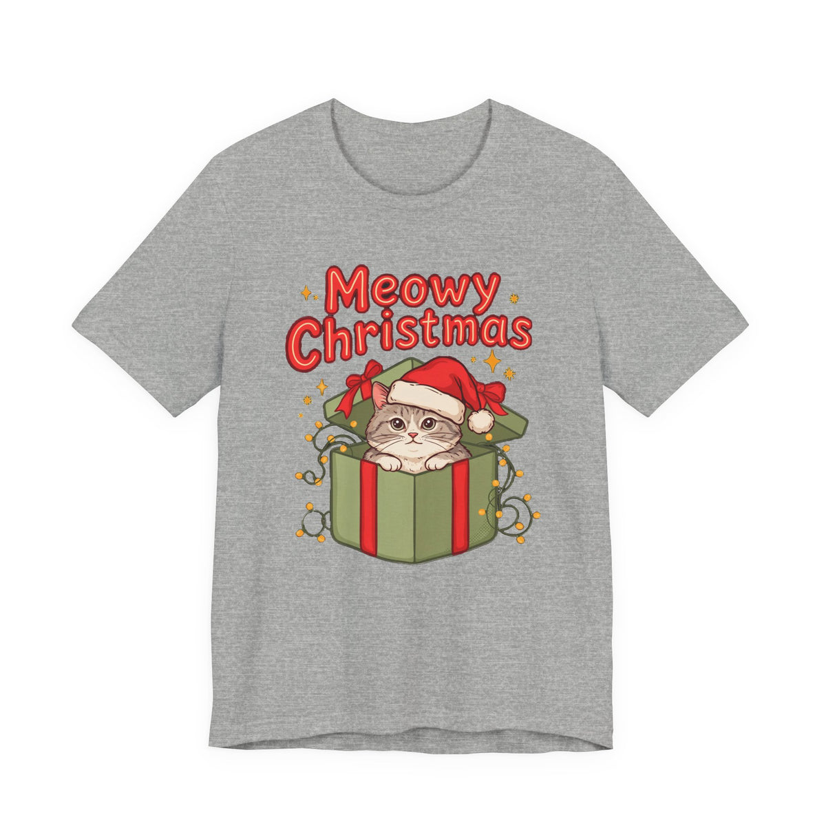 Meowy Christmas Shirt, Funny Cat Christmas T-Shirt, Gift for Cat Lovers