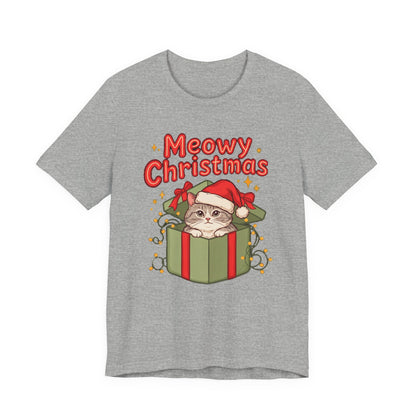 Meowy Christmas Shirt, Funny Cat Christmas T-Shirt, Gift for Cat Lovers