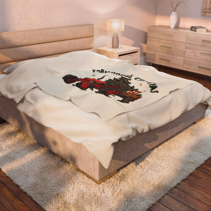 Farmhouse Christmas Red Tractor Christmas Blanket 50x60, Plush Holiday Throw
