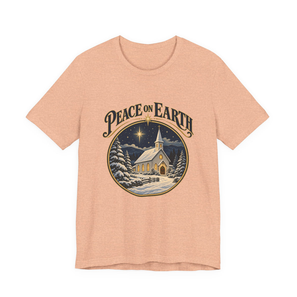 Peace on Earth Snowy Country Church Shirt, Peace on Earth Christmas T-Shirt, Peace on Earth Christmas Gift