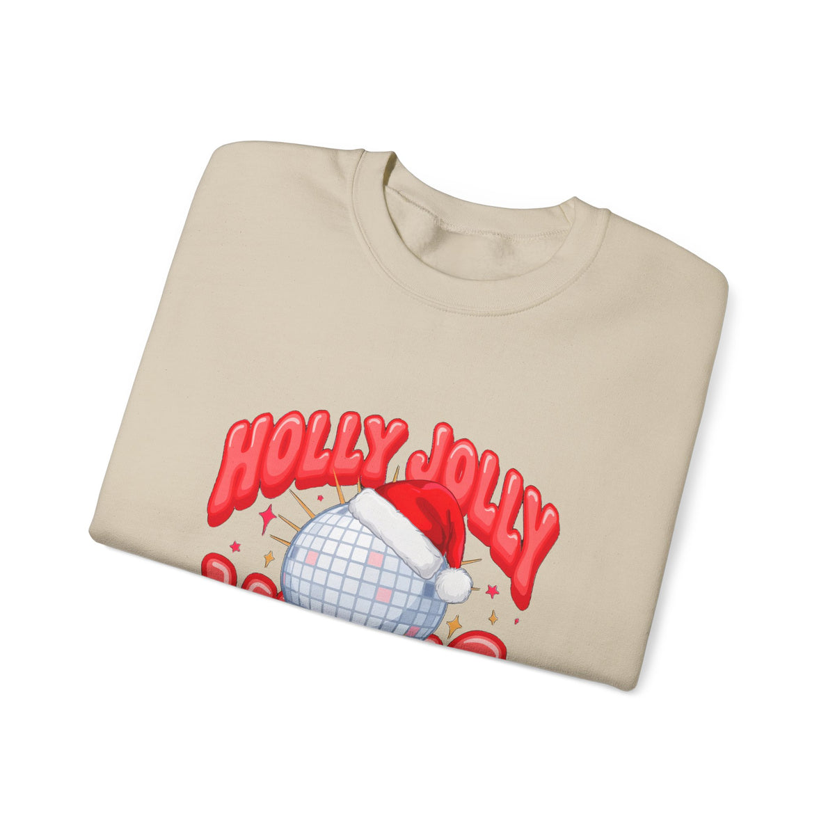 Holly Jolly Vibes Sweatshirt, Retro Disco Christmas Crewneck, Pink Holiday Sweater