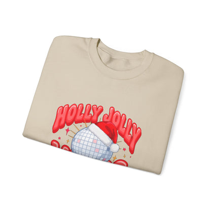 Holly Jolly Vibes Sweatshirt, Retro Disco Christmas Crewneck, Pink Holiday Sweater