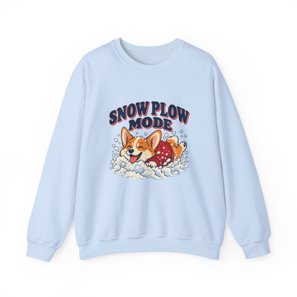 Snow Plow Mode Corgi in the Snow Sweatshirt, Corgi Winter Crewneck Sweatshirt