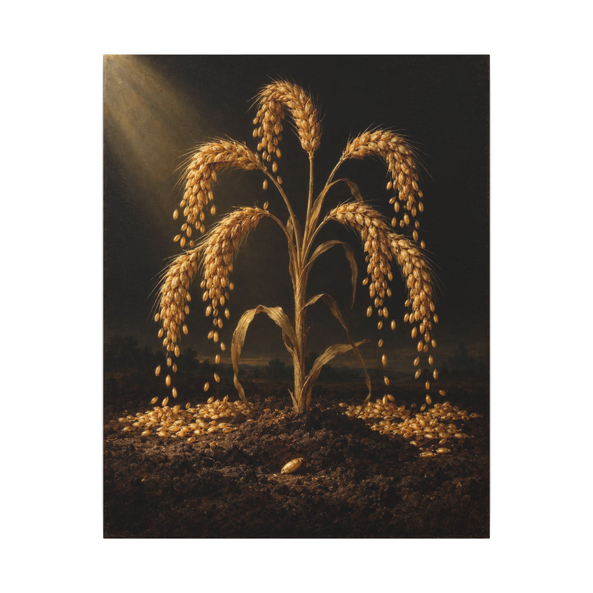 Seven Ears From One Seed Canvas Wall Art, Symbolic Oil Painting Print, By Xudeyda