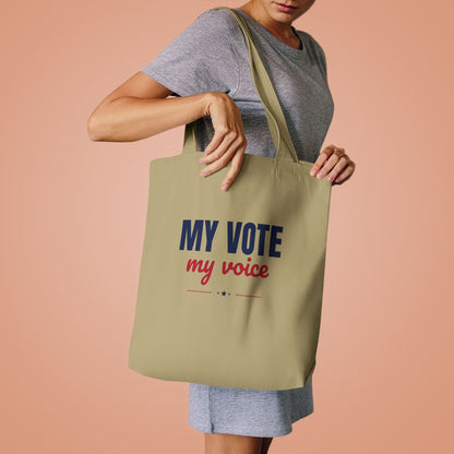 My Vote My Voice Tote Bag, Vote Canvas Tote Bag