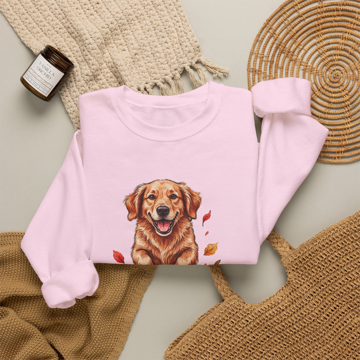 Fall Leaves and Dog Kisses Sweatshirt, Fall Leaves Dog Crewneck Sweatshirt