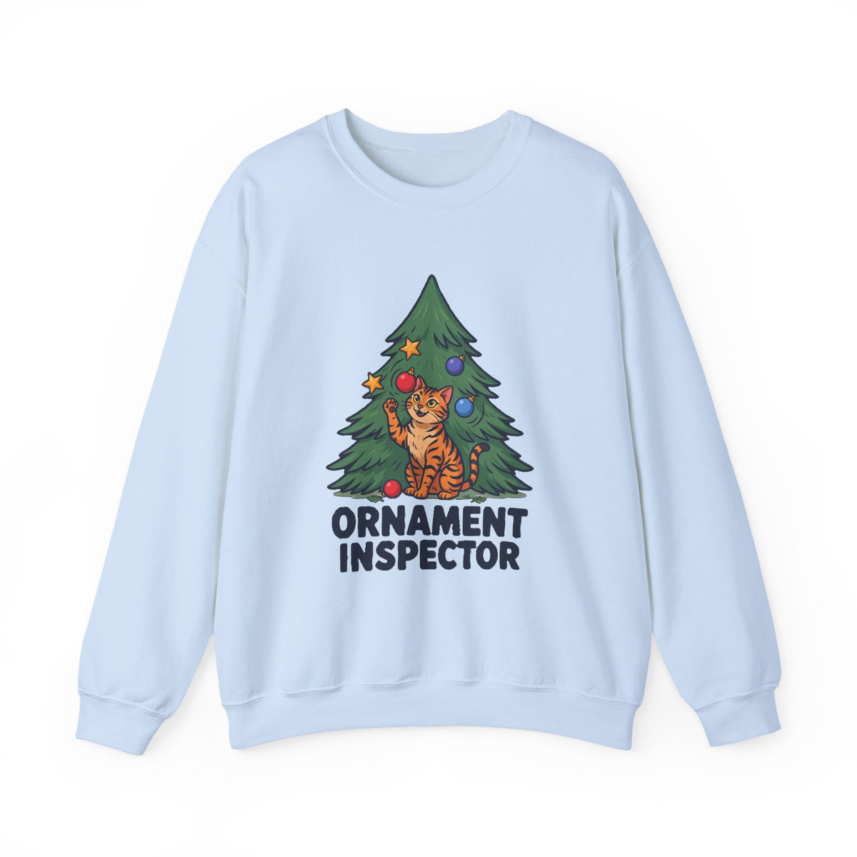 Ornament Inspector Christmas Cat Sweatshirt, Ornament Inspector Cat Crewneck Sweatshirt