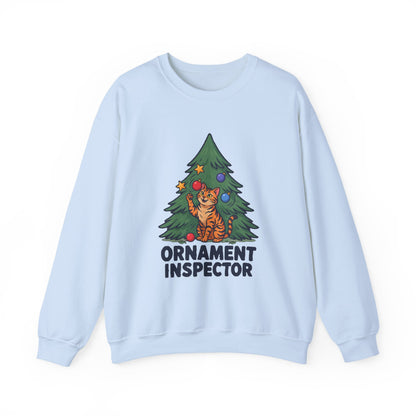 Ornament Inspector Christmas Cat Sweatshirt, Ornament Inspector Cat Crewneck Sweatshirt