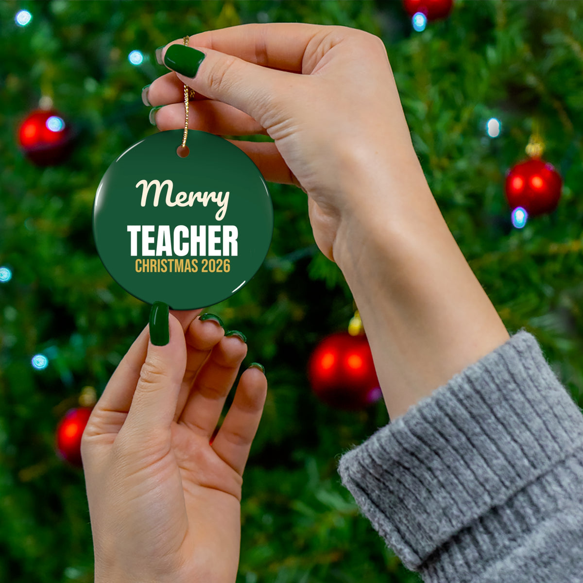 Merry Teacher Christmas Ornament 2026, Teacher Keepsake Ornament, Teacher Gift