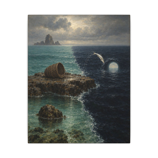 Where the Two Seas Meet Canvas Wall Art, Symbolic Oil Painting Print, By Xudeyda