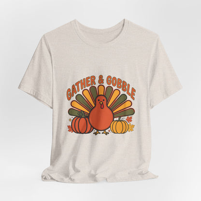 Gather and Gobble Retro Turkey Shirt, Gather and Gobble Thanksgiving Shirt, Retro Turkey Tee