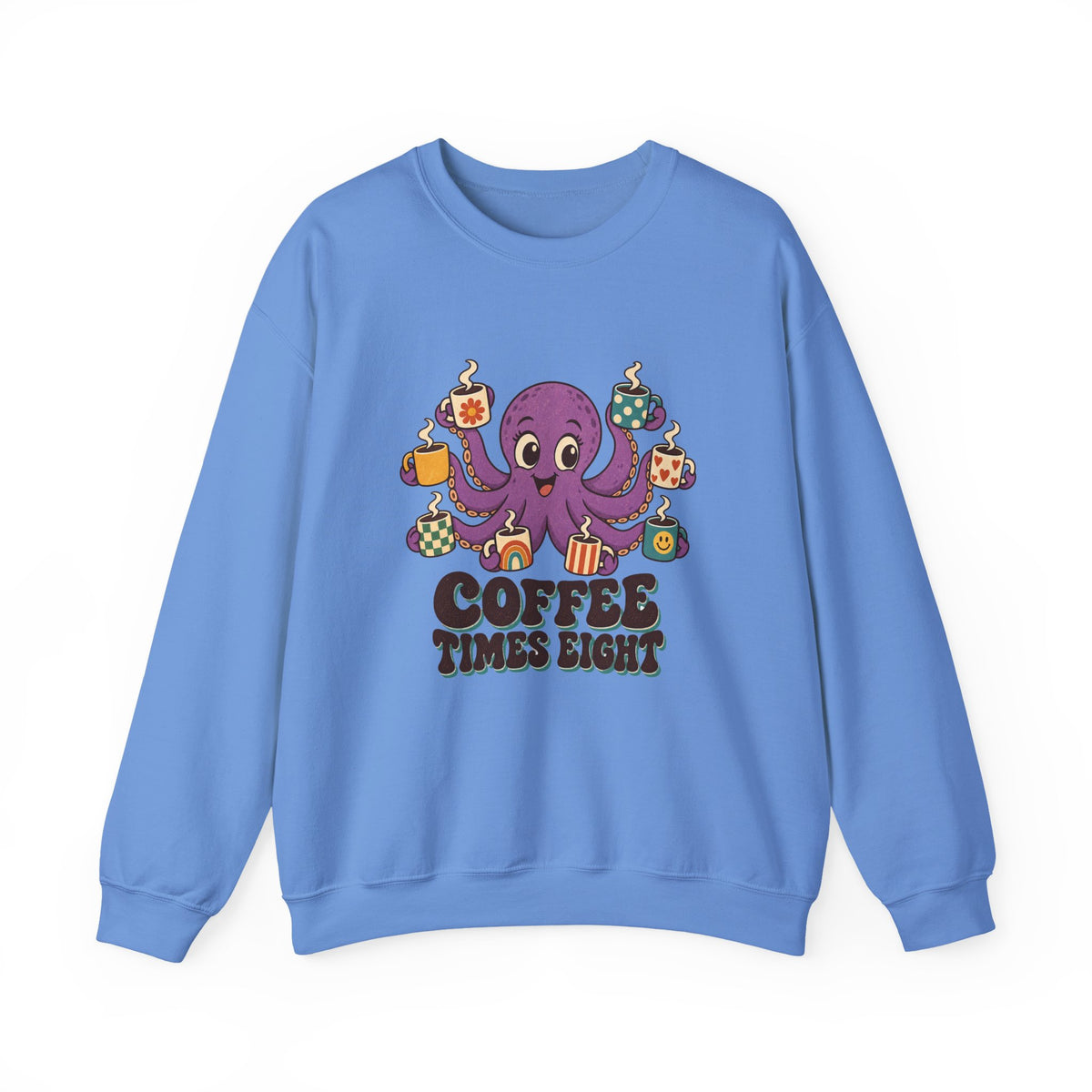 Coffee Times Eight Octopus Sweatshirt, Octopus Coffee Crewneck Sweatshirt