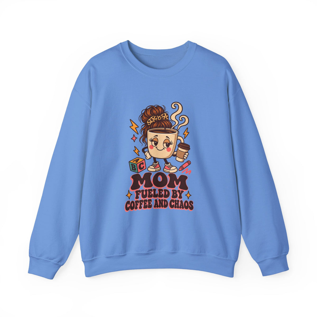 Mom Fueled by Coffee and Chaos Sweatshirt, Funny Mom Coffee Crewneck Sweatshirt