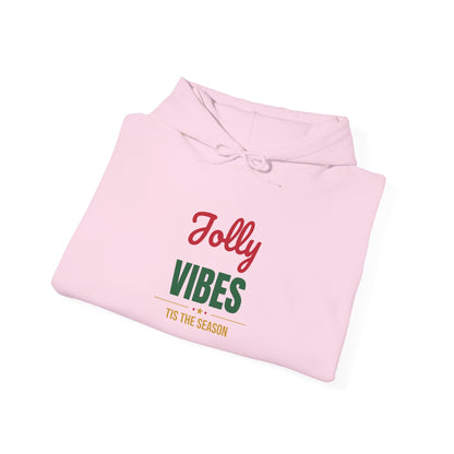 Jolly Vibes Tis the Season Hoodie, Christmas Hooded Sweatshirt, Retro Holiday Hoodie