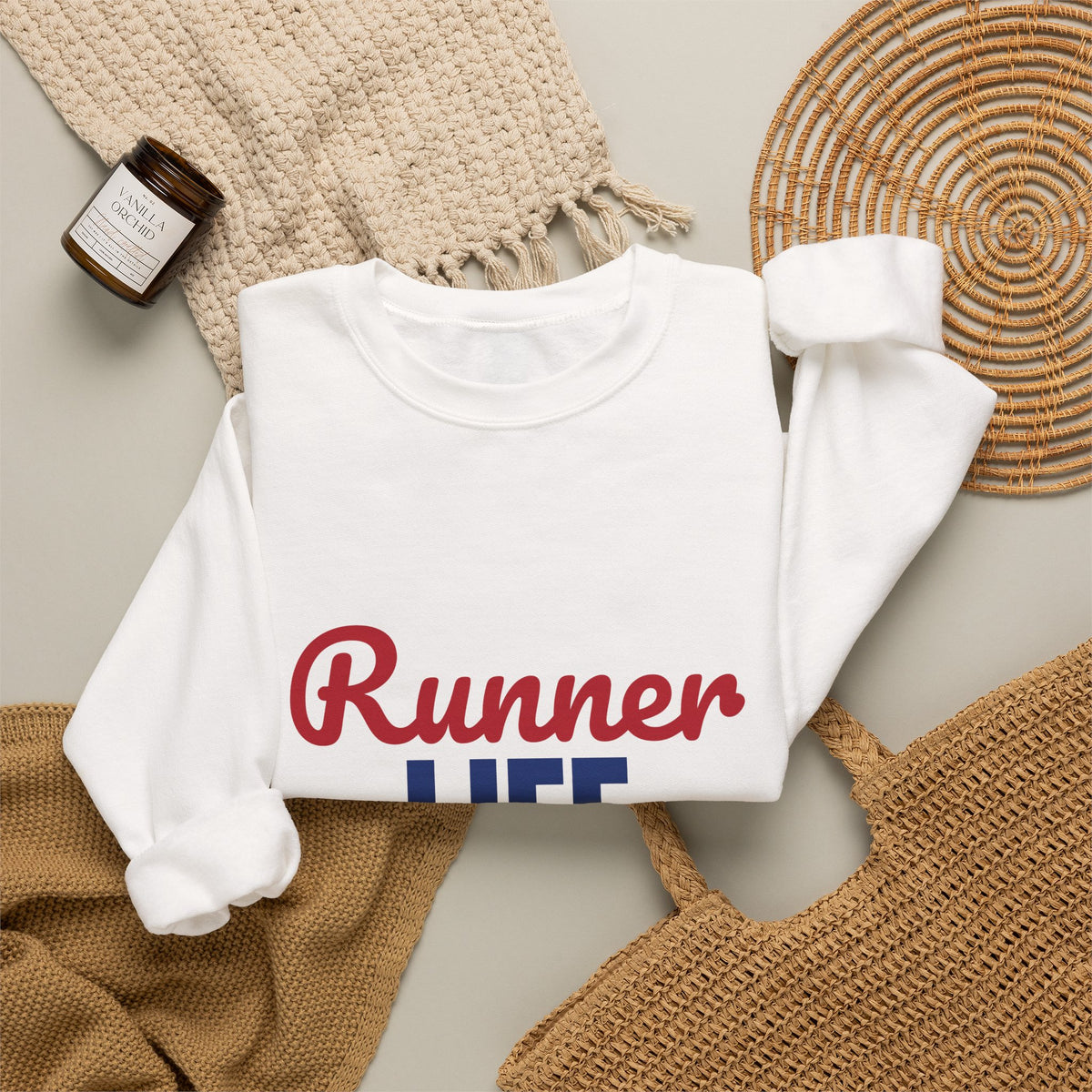 Runner Life Miles and Smiles Sweatshirt, Runner Crewneck Sweatshirt