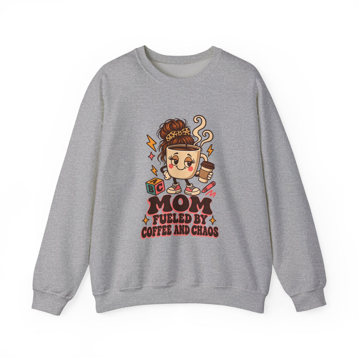 Mom Fueled by Coffee and Chaos Sweatshirt, Funny Mom Coffee Crewneck Sweatshirt