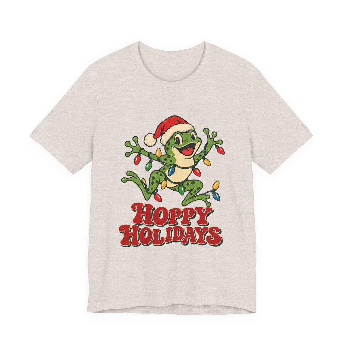 Hoppy Holidays Frog in Christmas Lights Shirt, Frog Christmas T-Shirt, Frog Christmas Gift
