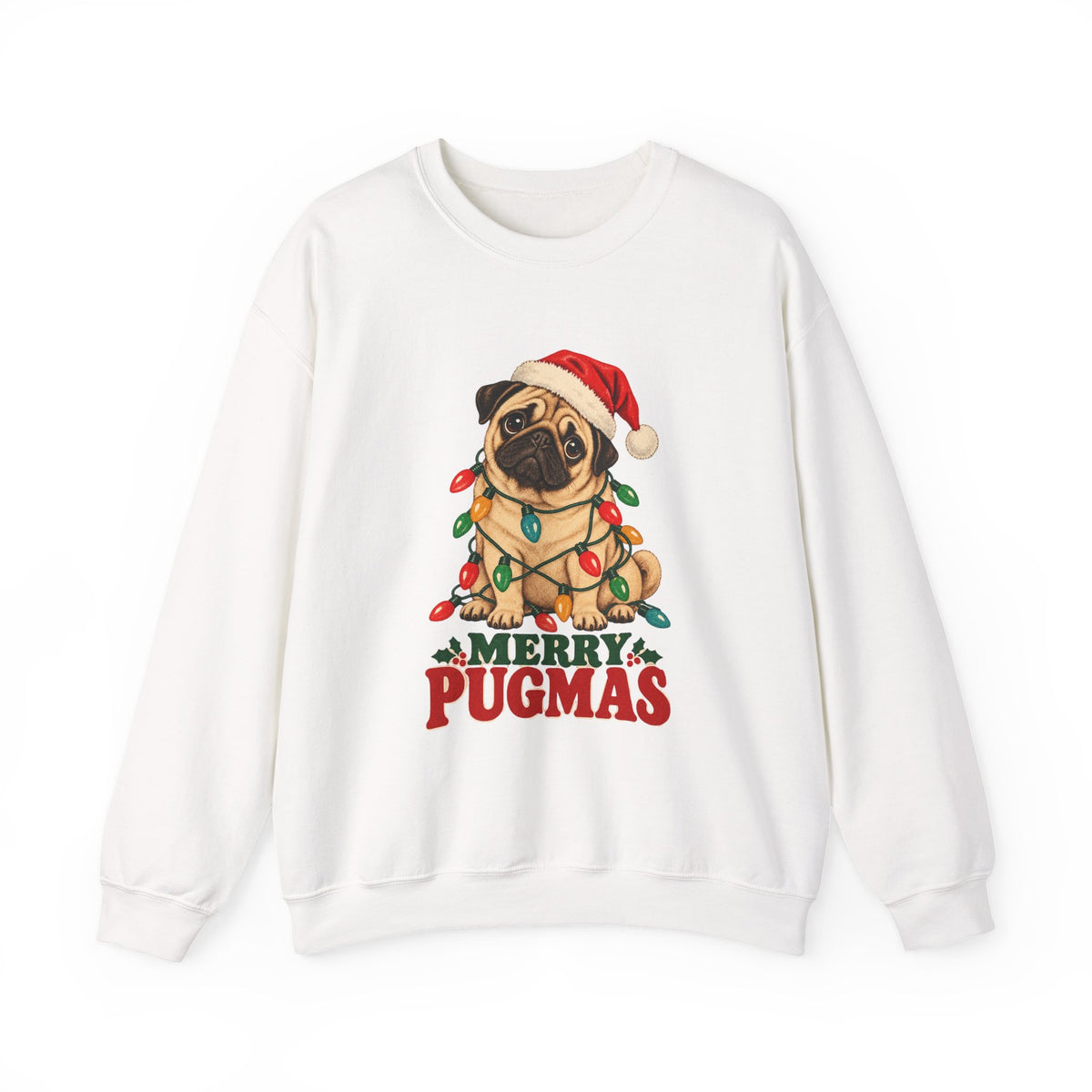 Merry Pugmas Pug in Christmas Lights Sweatshirt