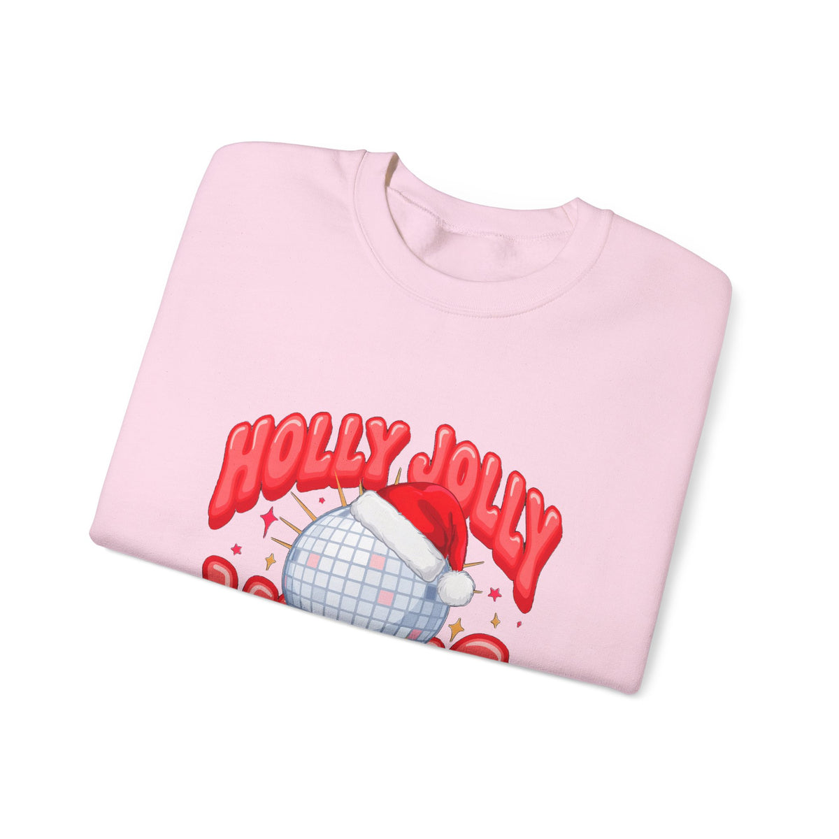 Holly Jolly Vibes Sweatshirt, Retro Disco Christmas Crewneck, Pink Holiday Sweater