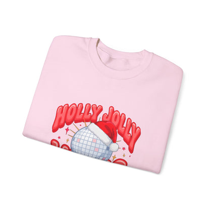 Holly Jolly Vibes Sweatshirt, Retro Disco Christmas Crewneck, Pink Holiday Sweater