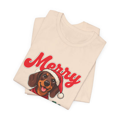Merry Woofmas Shirt, Dachshund Christmas T-Shirt, Dog Lover Holiday Tee