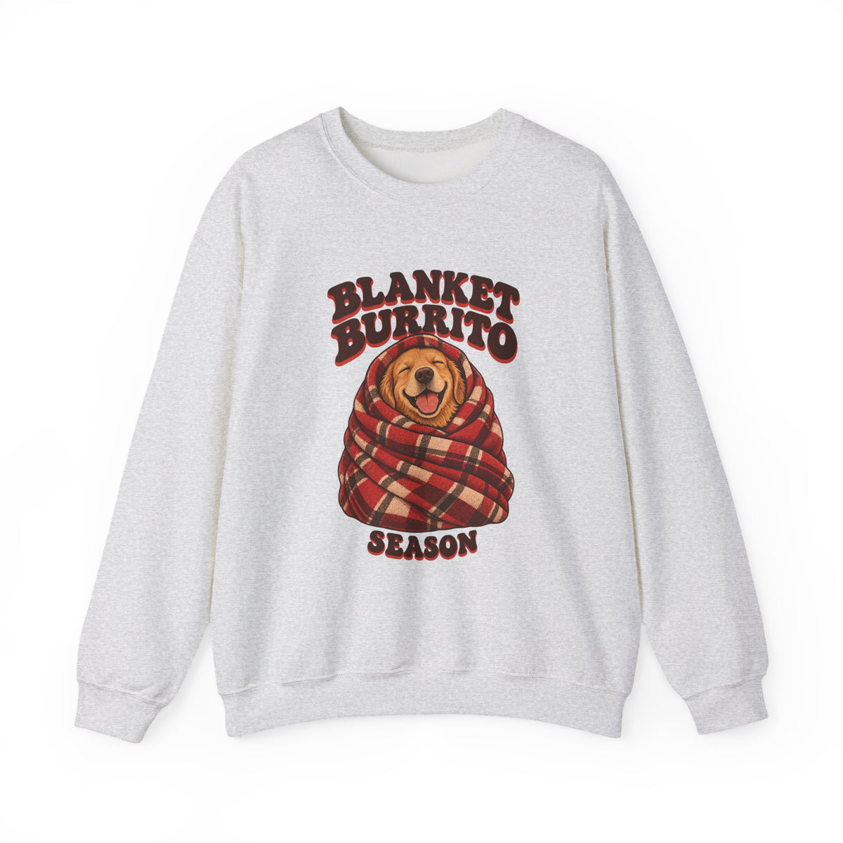 Blanket Burrito Season Golden Retriever Sweatshirt, Cozy Golden Retriever Crewneck Sweatshirt