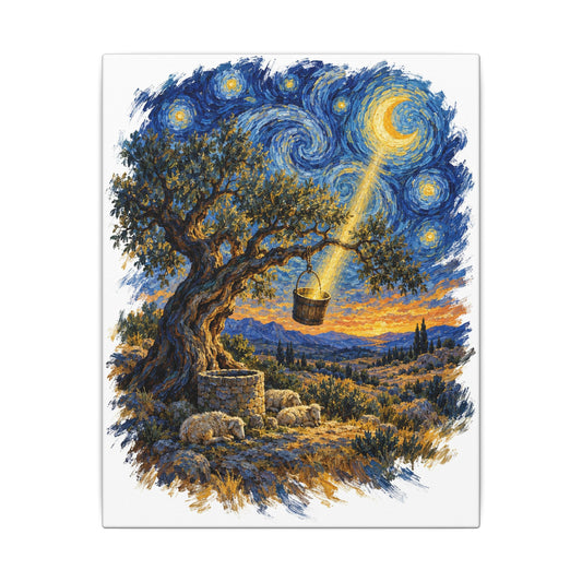 The Tree and the Empty Bucket Canvas Wall Art, Symbolic Oil Painting Print, By Xudeyda