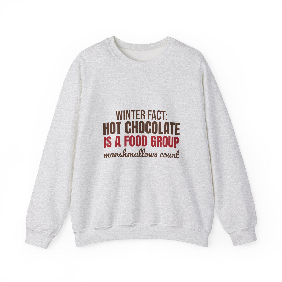 Winter Fact Hot Chocolate Is a Food Group Sweatshirt, Funny Winter Crewneck Sweatshirt