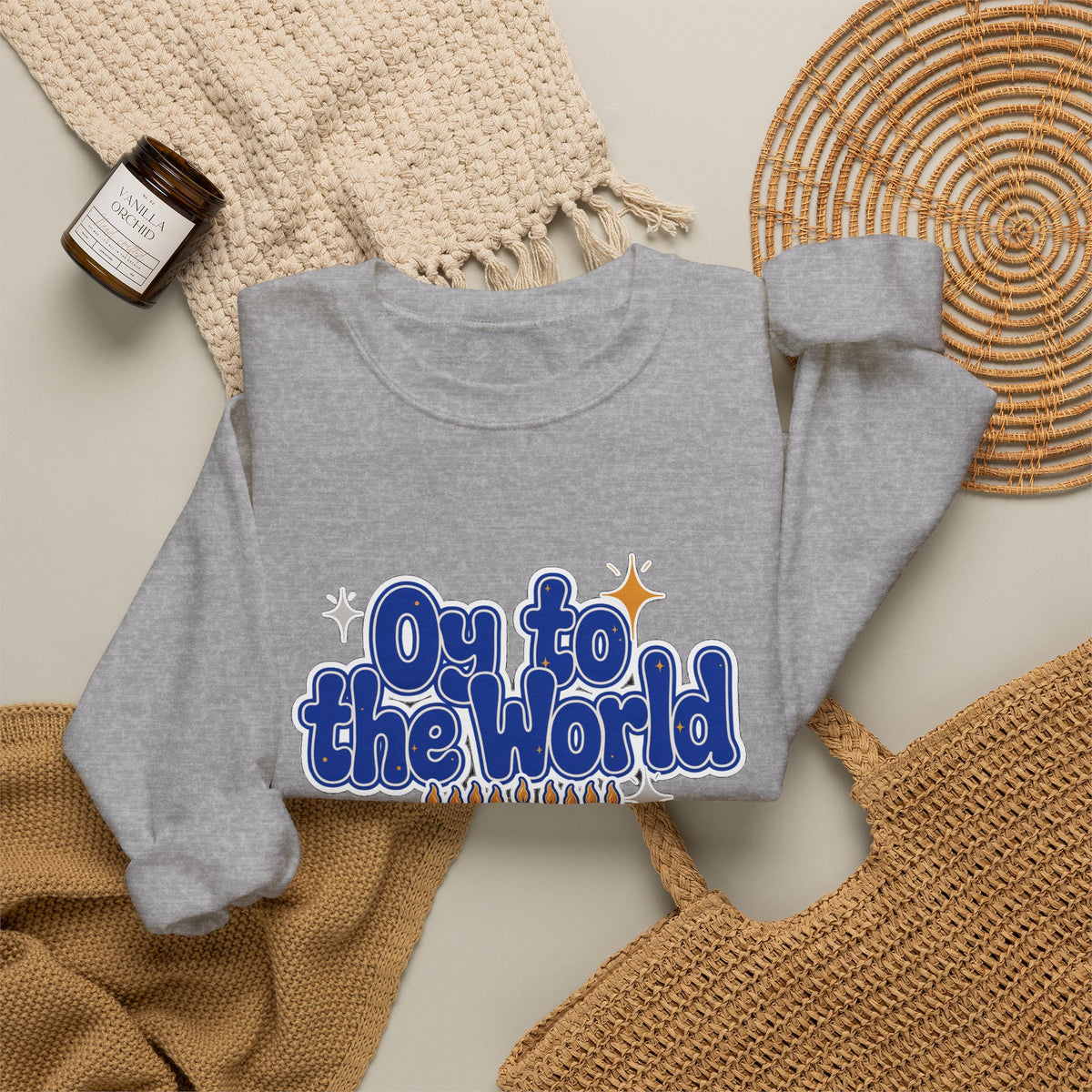 Oy to the World Sweatshirt, Retro Hanukkah Crewneck, Chanukah Gift