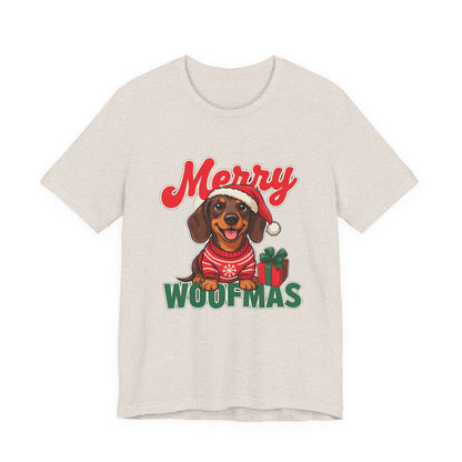 Merry Woofmas Shirt, Dachshund Christmas T-Shirt, Dog Lover Holiday Tee