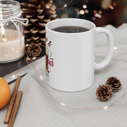 Coffee and Christmas Cheer Mug, Holiday Coffee Lover Mug, Christmas Gift 11oz