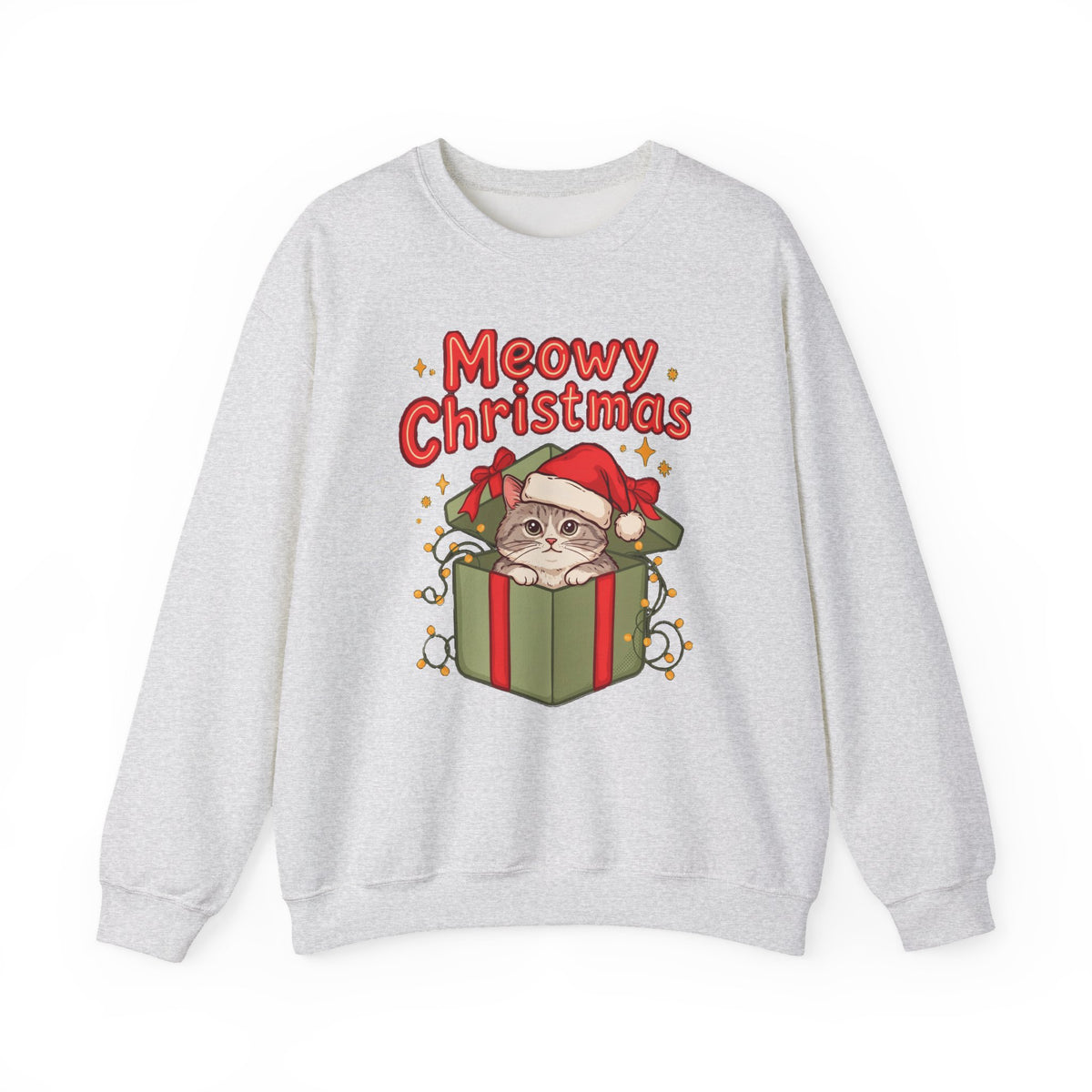 Meowy Christmas Sweatshirt, Cute Cat Christmas Crewneck, Cozy Cat Lover Sweater
