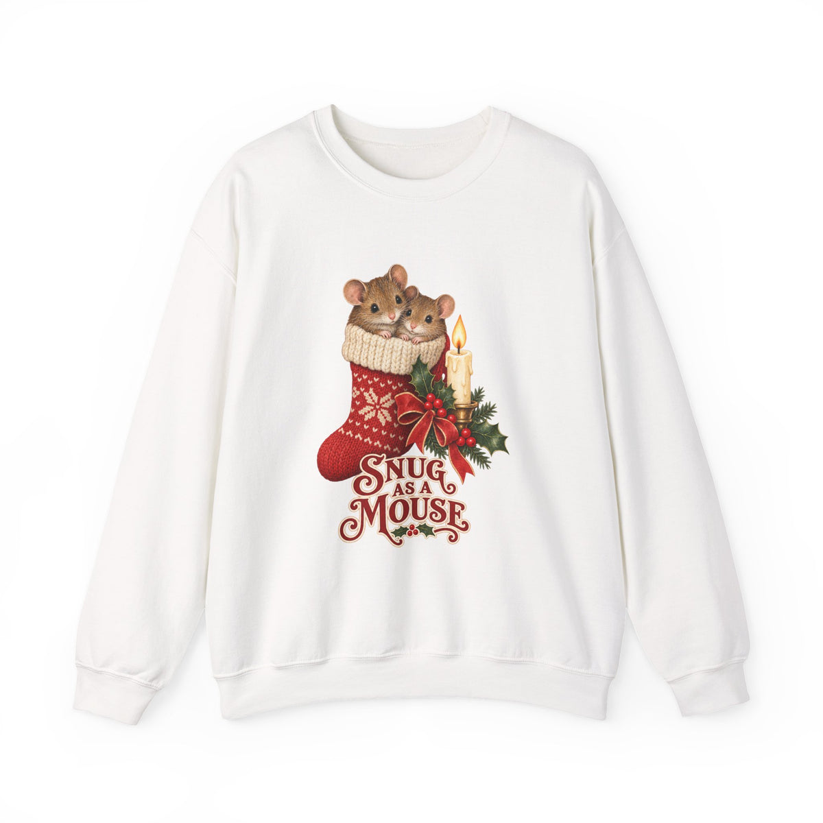 Snug as a Mouse Christmas Stocking Mice Sweatshirt, Christmas Mice Crewneck Sweatshirt