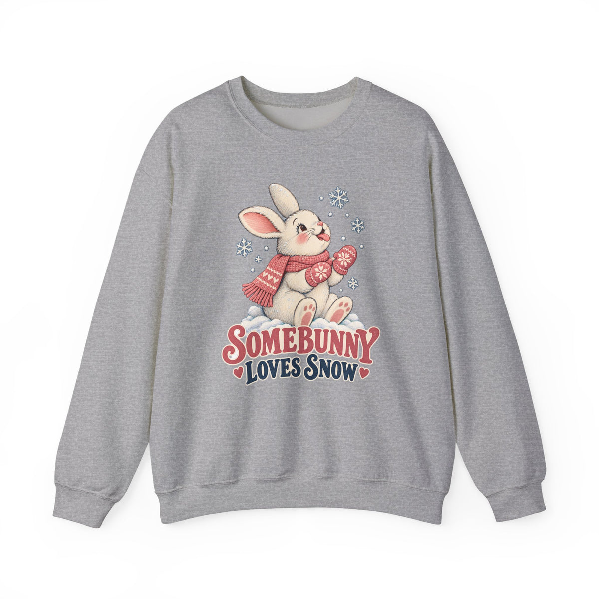 Somebunny Loves Snow Winter Bunny Sweatshirt, Snow Bunny Crewneck Sweatshirt