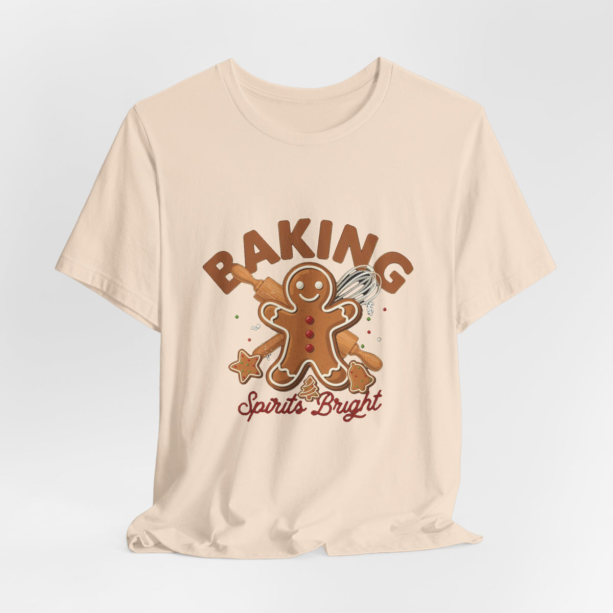 Baking Spirits Bright Shirt, Christmas Baking T-Shirt, Gingerbread Holiday Tee